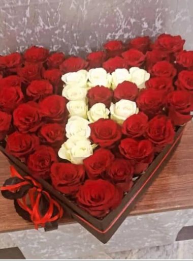 Heart Shape Flowers Box Lahore - Same Day Flowers