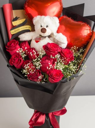 Teddy and Flower Bouquet Pakistan - Same Day Flowers