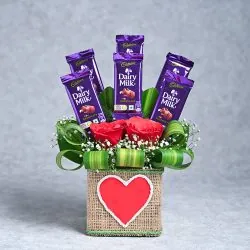Dairy Milk and Roses Lahore - Same Day Flowers