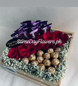 Flowers and Chocolates Basket Pakistan - SameDayFlowers.pk