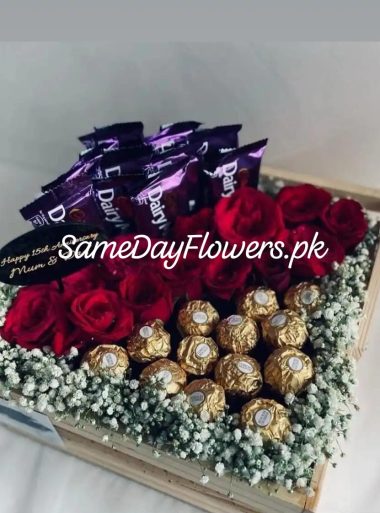Flowers and Chocolates Basket Pakistan - SameDayFlowers.pk
