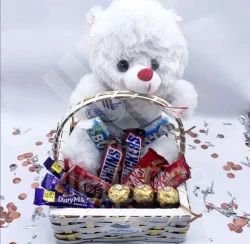 Chocolate Basket with Teddy Bear Pakistan - Same Day Flowers