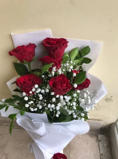 Roses and Baby Breath - Same Day Flowers