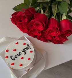 Valentine Flowers and Cake - Same Day Flowers