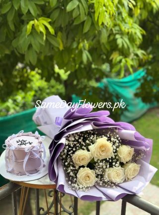 Flowers and Cake Combo Delivery Lahore - SameDayFlowers.pk