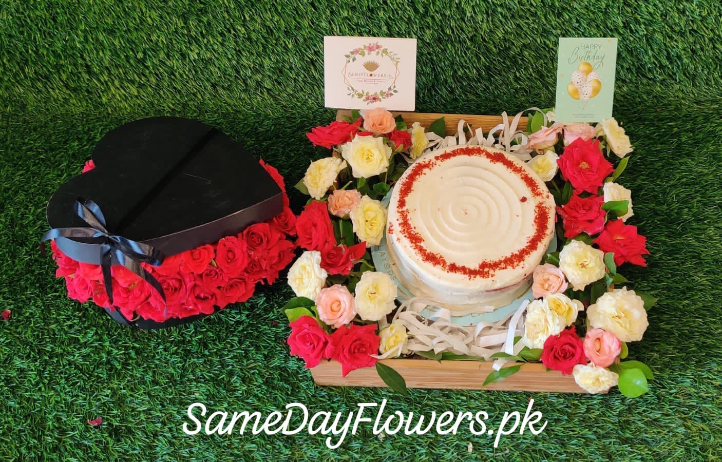 Flower & Cake Deal Cake with Flowers for Birthday Lahore - FromYouFlowers.pk