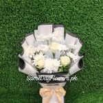 White Birthday Bouquet Lahore - SameDayFlowers.pk