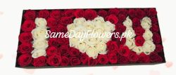 Red and White Roses Box Lahore - SameDayFlowers.pk