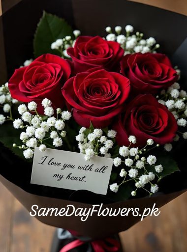Valentine Roses Bouquet Pakistan - SameDayFlowers.pk