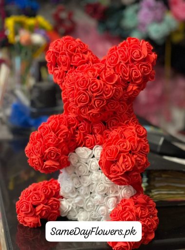 Foam Flower Teddy Karachi - SameDayFlowers.pk