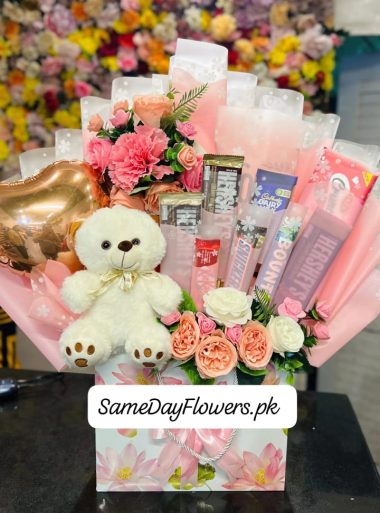 Pink Chocolate Box for Her Lahore - SameDayFlowers.pk