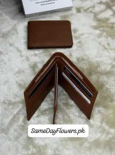 Soft Tan Leather Wallet Pakistan - SameDayFlowers.pk