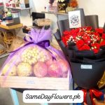 Flowers with Fruit Basket Lahore - SameDayFlowers.pk