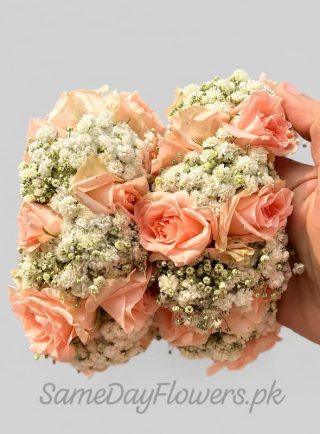 Roses and Baby Breath Gajray Lahore - SameDayFlowers.pk