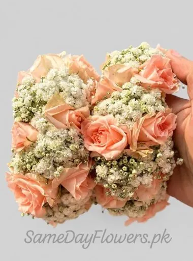 Roses and Baby Breath Gajray Lahore - SameDayFlowers.pk